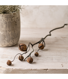 Tak met roestige bellen - kerstbeltak - S - ca. 30 cm