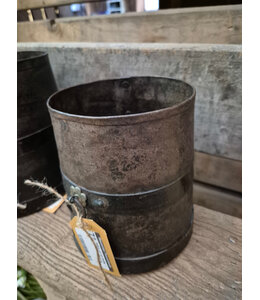 Metalen pot met beslag - klein - ca. 14 x 15 cm