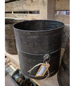 Metalen pot met beslag - groot - ca. 21 x 20 cm