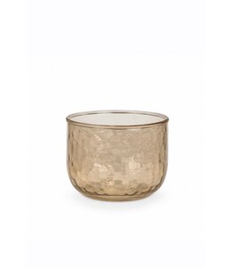 waxine van lichtbruin gehamerd glas - ca 8 x 7 cm