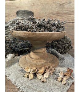 @ Ronde houten schaal op voet - naturel - 25 x 15 cm
