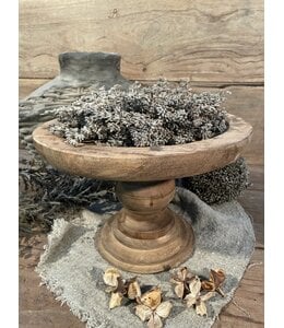 @ Ronde houten schaal op voet - naturel -30 x 20 cm
