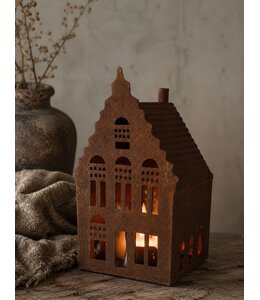 huisje roest waxine - 10 x 10 x 19 cm