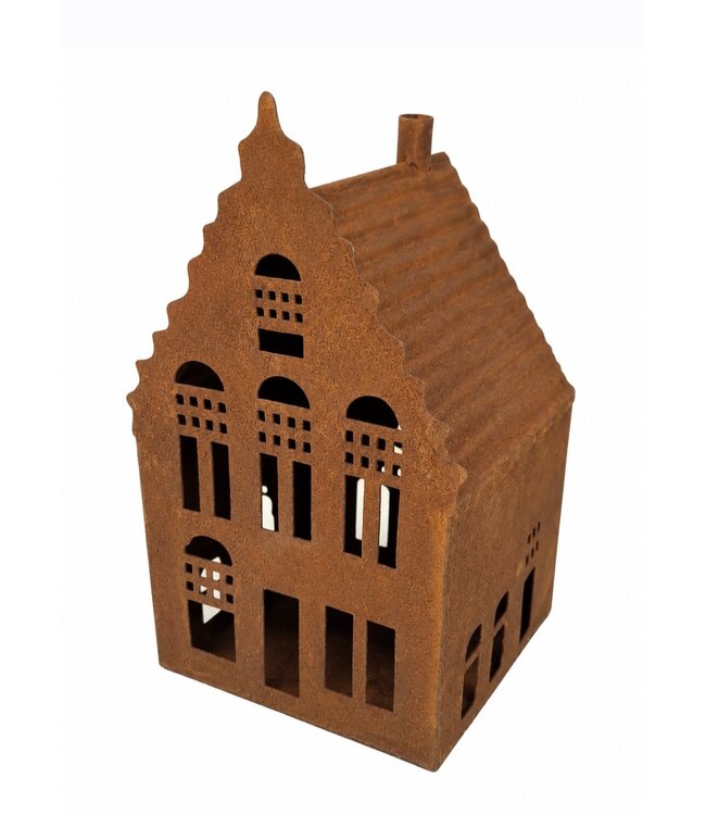 huisje roest waxine - 10 x 10 x 19 cm