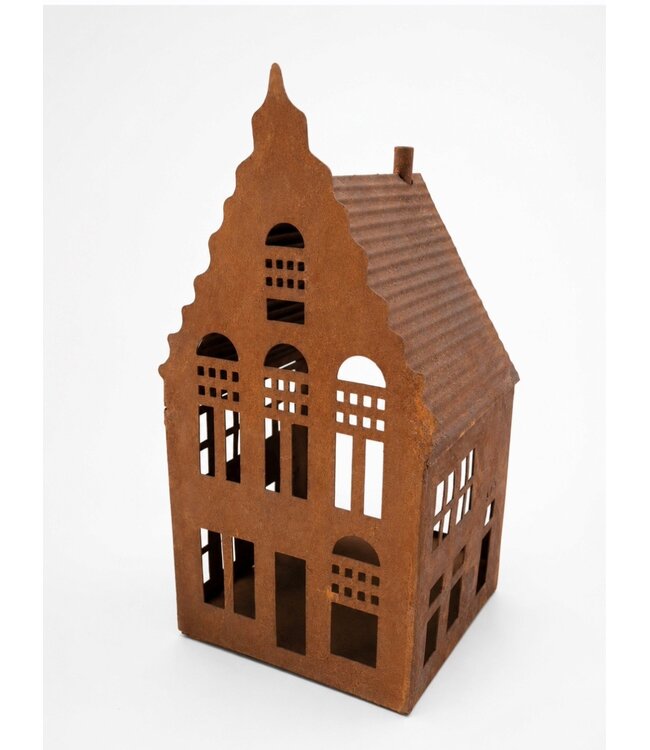 huisje roest waxine - 13 x 13 x 25 cm