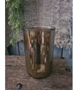 Cylinder - bubbelglas - bruin - 10 x 16 cm
