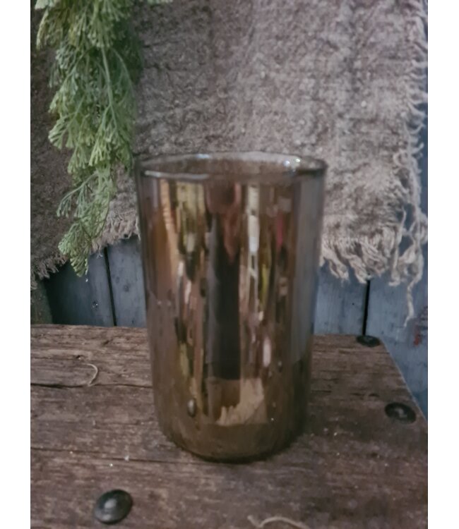 Cylinder - bubbelglas - bruin - 10 x 16 cm