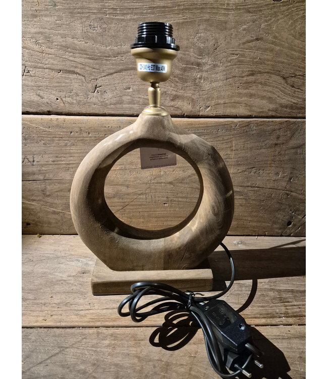 Houten lampvoet (255) per stuk- 23 x 8 x 26 cm (35 cm incl. fitting) - excl. kap