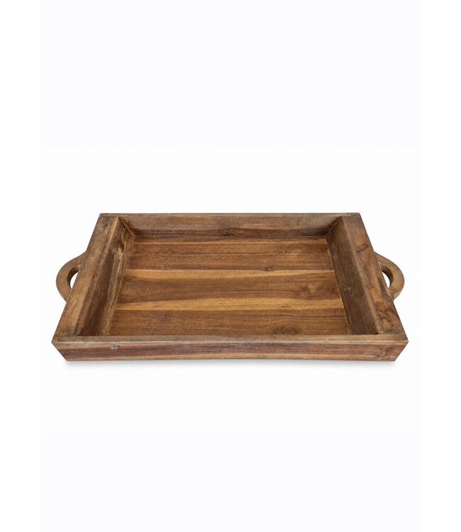 Grote houten - bak - schaal - tray - 70 (85 incl. handvaten) x 40 x 8 cm