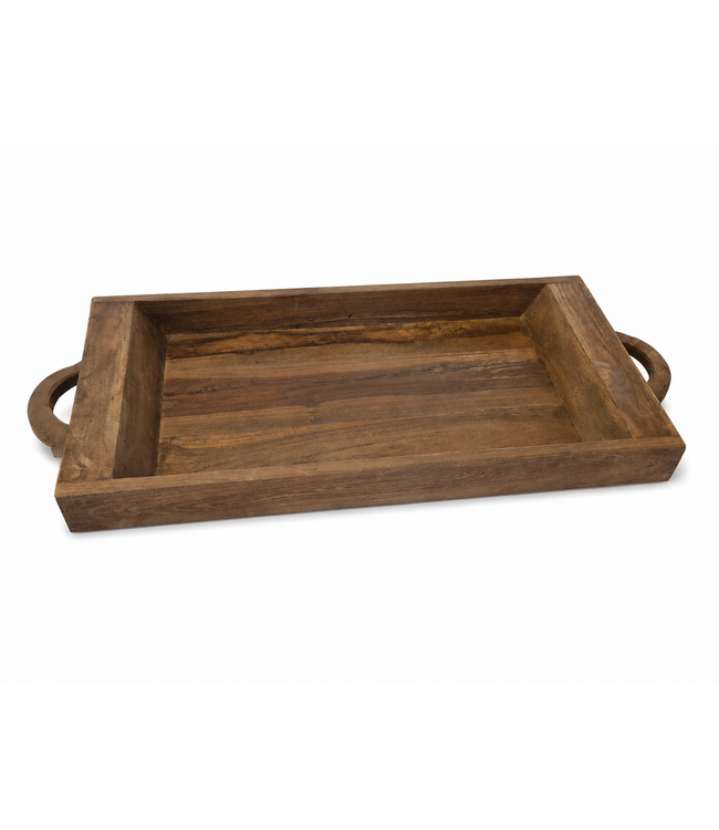 Houten - bak - schaal - tray - (74 incl. handvaten) x 31 x 5 cm