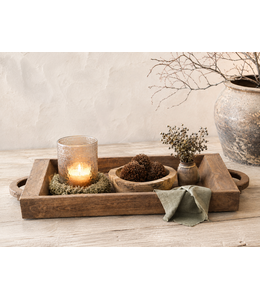 Houten - bak - schaal - tray - (74 incl. handvaten) x 31 x 5 cm