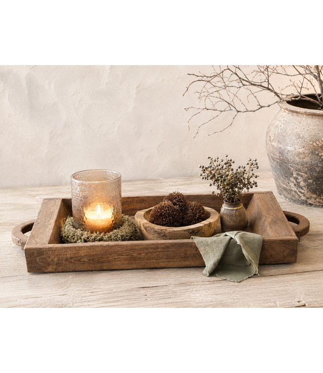 Houten - bak - schaal - tray - (74 incl. handvaten) x 31 x 5 cm