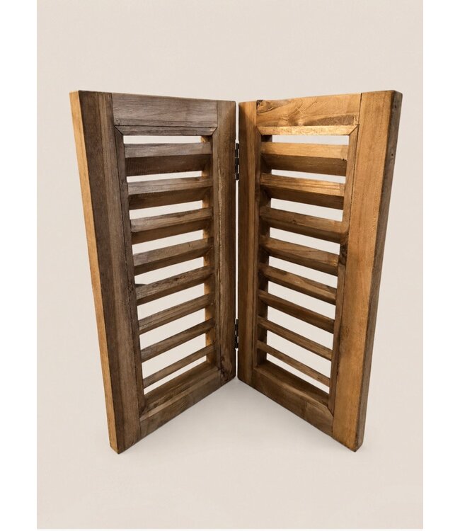 Houten dubbel louvreluik - 50 cm hoog - 2 x 26 cm breed - naturel