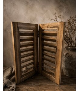 Houten dubbel louvreluik - 50 cm hoog - 2 x 26 cm breed - naturel