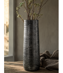 Vaas - aardewerk - black and sand - ca. 12 x 34 cm