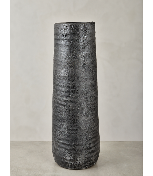 Vaas - aardewerk - black and sand - ca. 12 x 34 cm