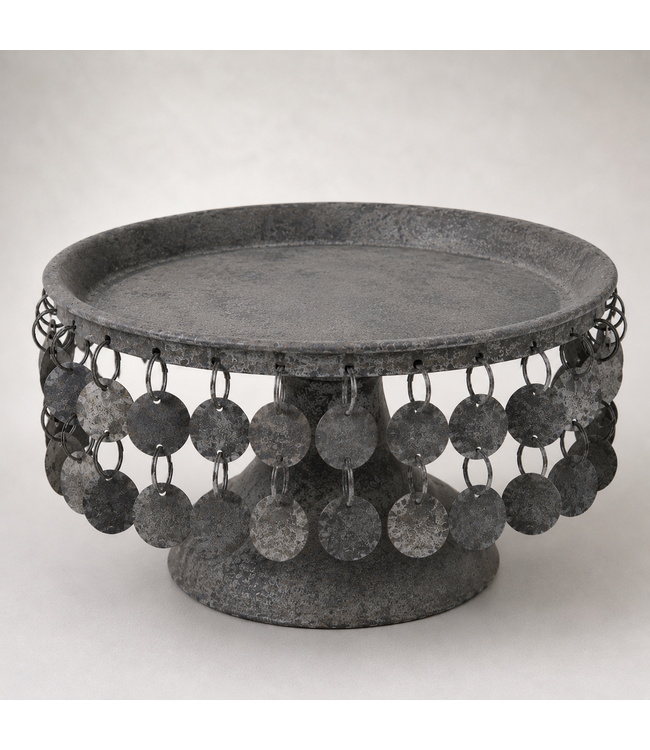 Countryfield Plateau - schaal - metaal oud grijs - muntjes - klein - ca. 20 x 12 cm