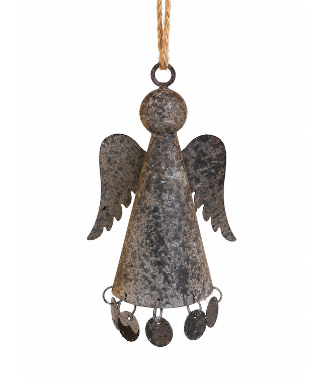 Countryfield Engel - metaal - oudgrijs - muntjes - hanger