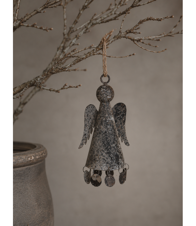 Countryfield Engel - metaal - oudgrijs - muntjes - hanger