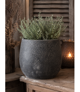 Bloempot/vaas - aardewerk - black and sand - ca. 23 x 12 x 23 cm