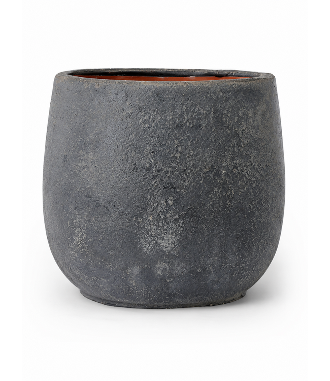 Bloempot/vaas - aardewerk - black and sand - ca. 23 x 12 x 23 cm