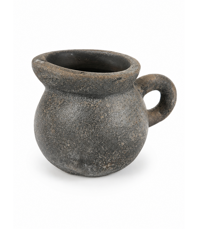 Kan/vaas - aardewerk - black and sand - ca. 20 x 14 x 14 cm