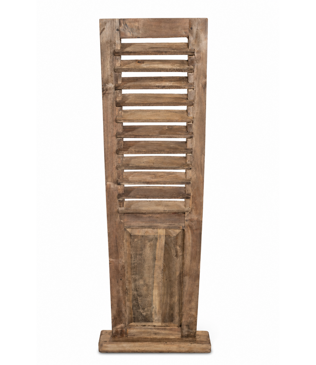 Houten louvreluik op voet - met paneel - naturel - 40 x 8 x 115 cm
