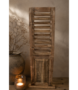 Houten louvreluik op voet - met paneel - naturel - 40 x 8 x 115 cm