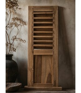 Houten louvreluik op voet - met paneel - naturel - 40 x 8 x 95 cm