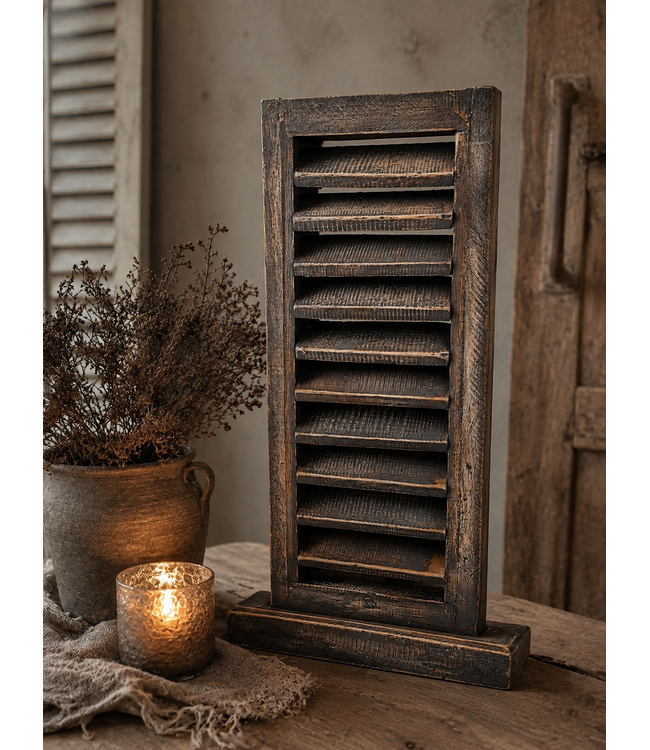Louvreluik op voet - hout - grijs -  ca. 20 x 8 x 50 cm