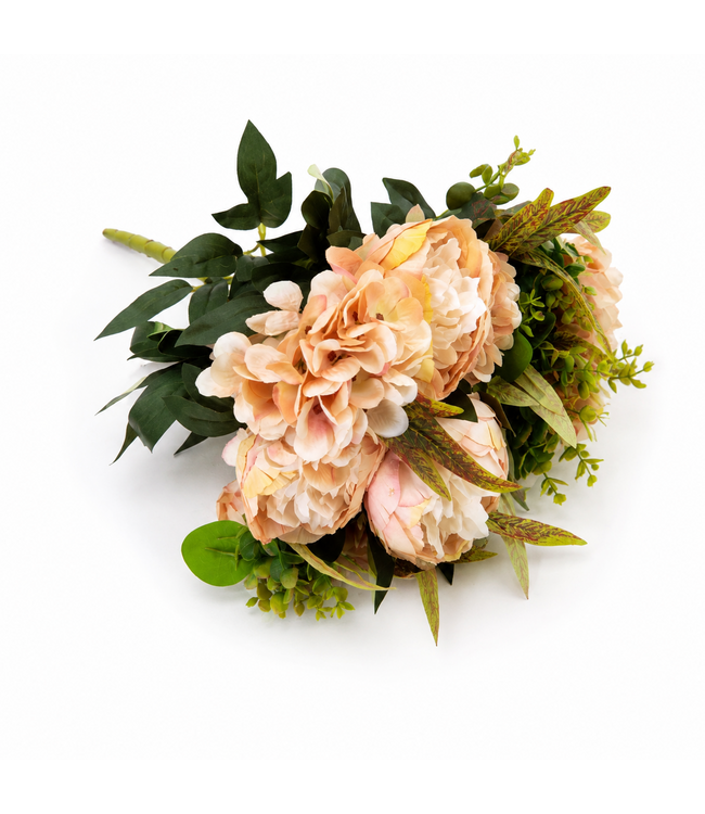 Boeket hortensia - pioenroos - zalm - ca. 50 x 40 cm