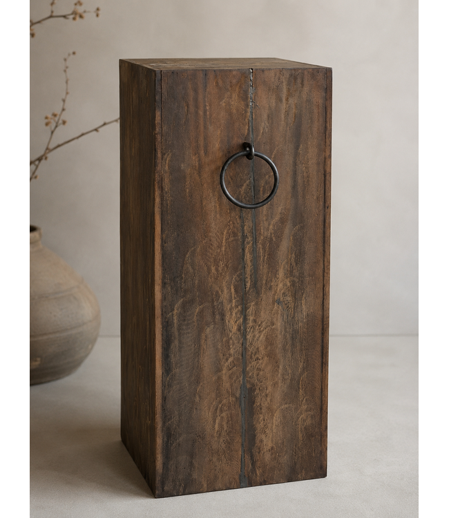 Houten zuil met ringen - 39 x 38 x 90 cm