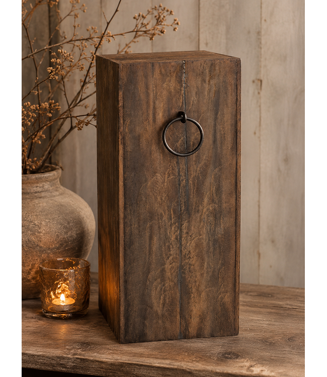 Houten zuil met ringen - 39 x 38 x 90 cm