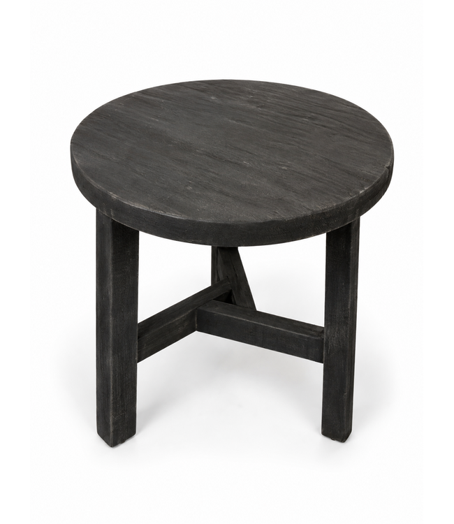 Zwarte ronde houten tafel - ca. 40 x 16 cm