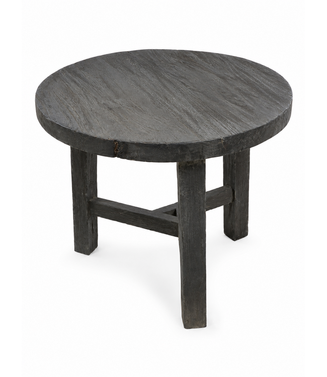 Zwarte ronde houten tafel - ca. 50 x 18 cm
