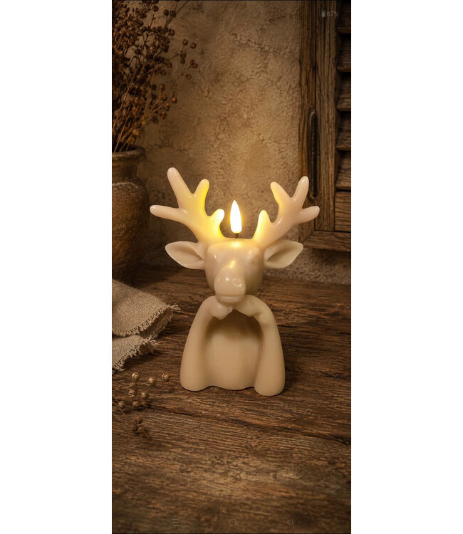 Countryfield LED Kaars Hert Lyon S beige-7,1x8,6x16CM