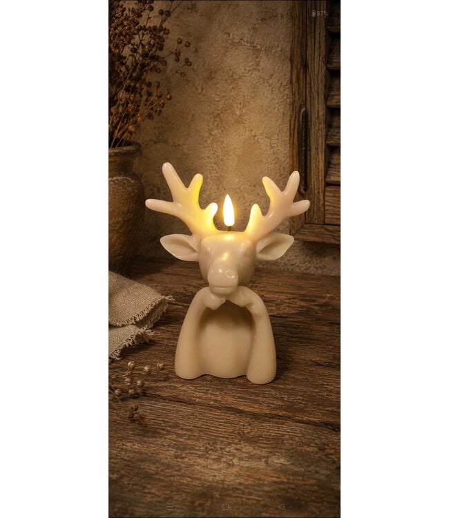 Countryfield LED Kaars Hert Lyon L beige-10,5x12,7x19,5CM
