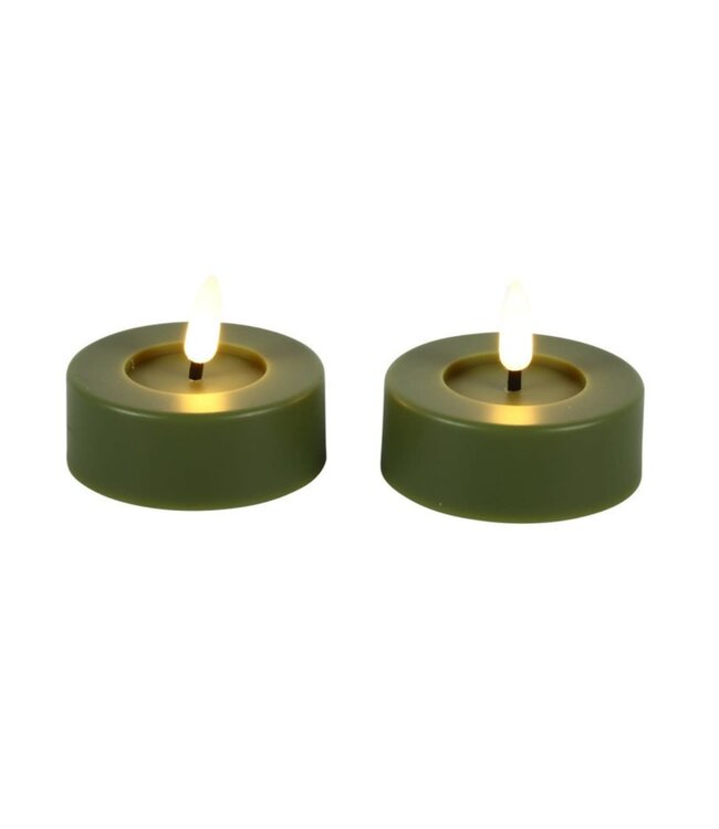 Countryfield LED Kaars Maxi theelicht Ø6,7CM ro Lyonie s2 l.groen-6,7x6,7x5,5CM