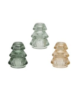 Kandelaar boom glas 3 assortie d6,4 h7,8cm - per stuk