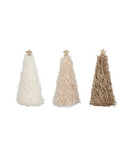 Decoratie boom bruin l.bruin wit 3 assorti - h30xd11cm - per stuk
