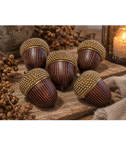 @ Sculptuur "acorn" bruin polystone 5,7x5,7x8cm - per stuk