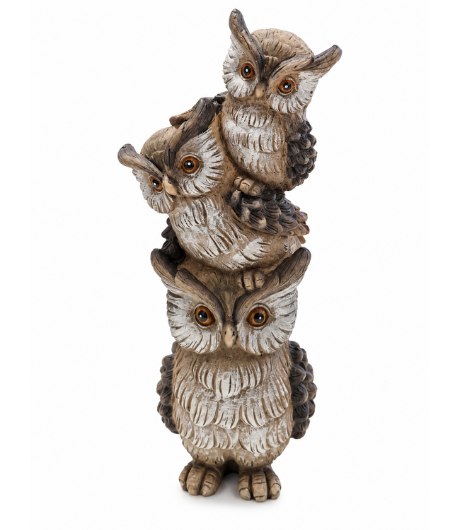 @ Uil 3 op elkaar (horen/zien/zwijgen) 12x9x26cm poly