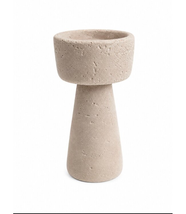 @ Aardewerk kaarsenstandaard beige 10x10x20cm