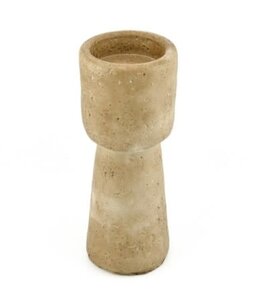 @ Aardewerk kaarsenstandaard beige - 6x6x15cm