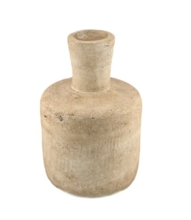 Aardewerk vaas beige - 16x16x24cm