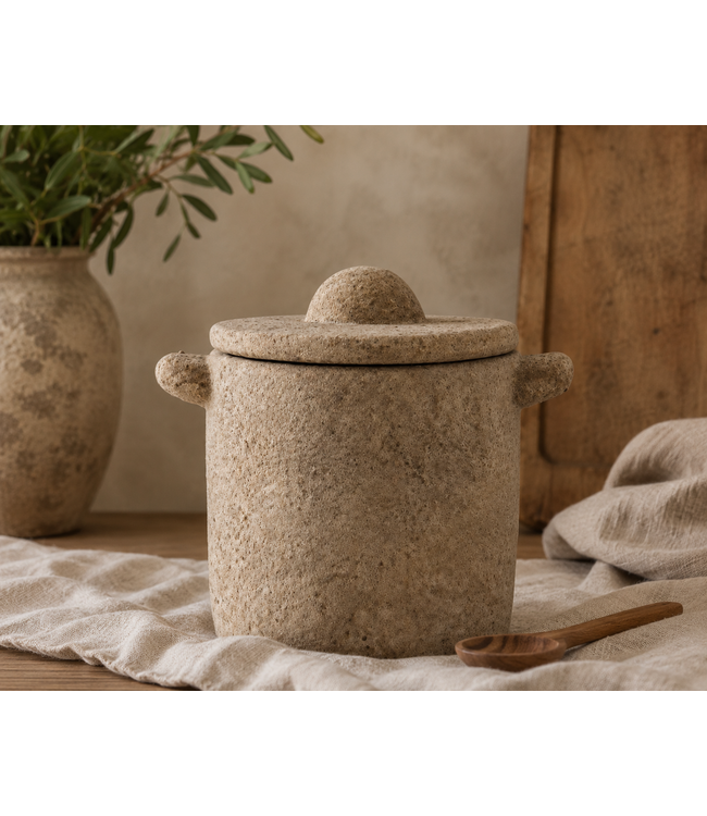 @ Aardewerk jar Tierra beige S -14,5x11x13cm