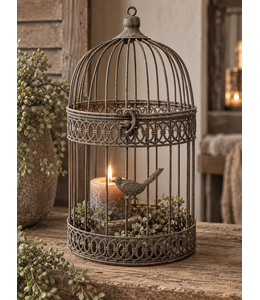 Countryfield # Vogelkooi ro Olof roest - grootste - L19B19H36CM - per stuk