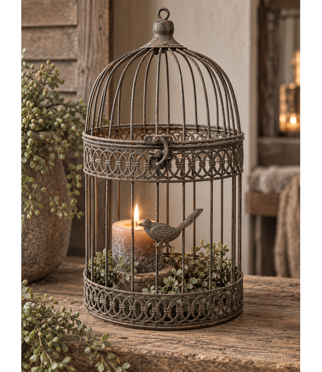 Countryfield # Vogelkooi ro Olof roest - grootste - L19B19H36CM - per stuk