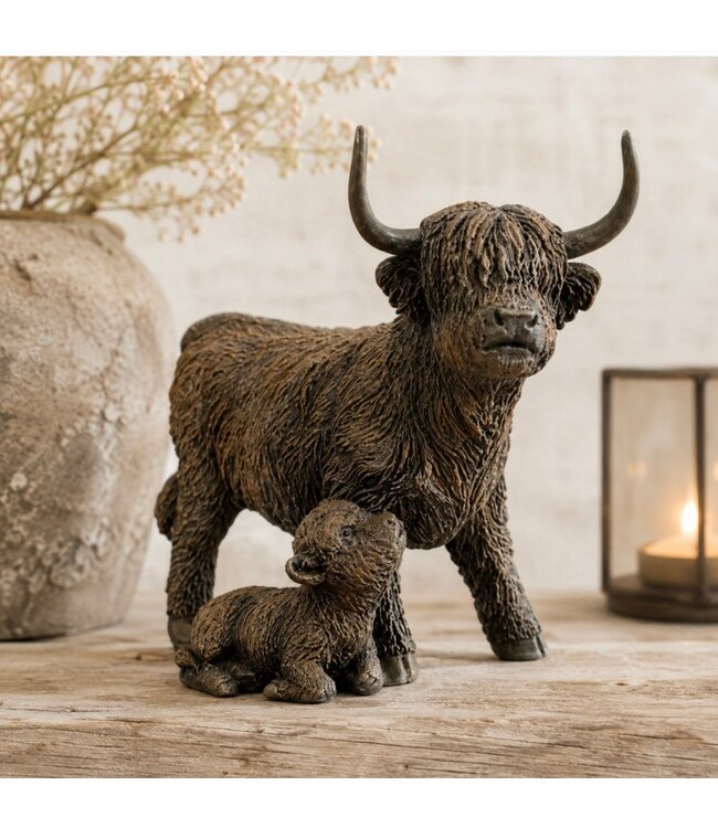 Countryfield @ Schotse hooglander m/kalf Ulla bruin-L29B15,5H25,5CM