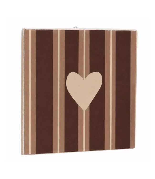 Tegeltje hartje beige 10,5x10,5x0,5cm